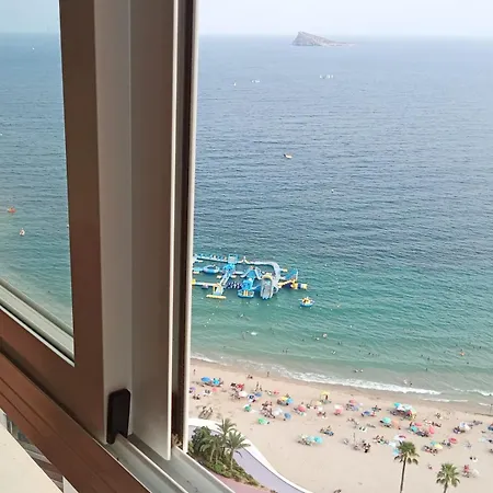 Nuevo Apto Balcon De Poniente 1 A Linea Playa Torre 2 Luxe Sm Con Aire, Piscina,jar Vistas Espectaculares Al Mar De Lägenhet Benidorm